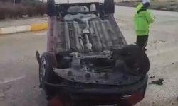 Takla atan araçtan burnu bile kanamadan kurtuldu