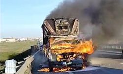 Tekirdağ'da kamyonet alev topuna döndü