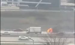 Bursa'da seyir halindeki kamyonet alev alev yandı