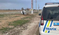 Karaman'da otomobil devrildi: Araçtaki 5 kişi kazayı burnu bile kanamadan atlattı