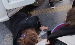 Küçükçekmece'de tırın çarptığı kadın yaralandı: Kaza anı kamerada