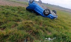 Pehlivanköy'de taralaya uçan otomobilin sürücüsü yaralandı