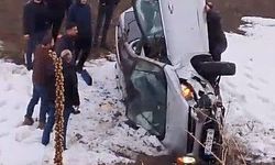 Şarampole uçan araçtaki sürücü burnu bile kanamadan kurtuldu