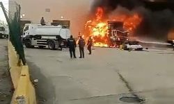 Sınırda korkutan patlama: Tır küle döndü