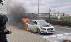 Tekirdağ'da korku dolu anlar: Otomobil bir anda alev topuna döndü