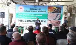 Mudanya Çayönü Mahallesi'nde yağlık ay çiçek tohumu dağıtımı yapıldı