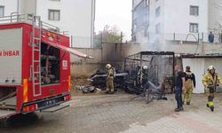 Depoda çıkan yangında tüp bomba gibi patladı