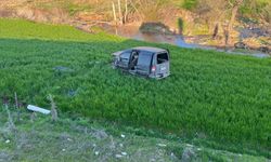 Hafif ticari araç şarampole yuvarlandı