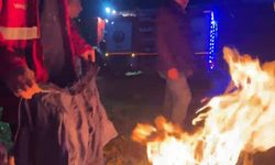 Elazığ'da yangına giden itfaiye aracı çamura saplandı