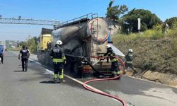 Seyir halindeki beton yüklü kamyon alevlere teslim oldu