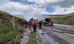 Tırlar kafa kafaya çarpışarak alev topuna döndü: 2 sürücü hayatını kaybetti