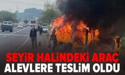 Seyir halindeki araç alevlere teslim oldu