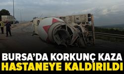 Bursa'da devrilen beton mikserinin sürücüsü yaralandı
