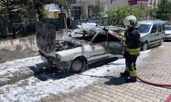 Park halindeki otomobil alevlere teslim oldu