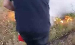 Yangını gören makinistler treni durdurup müdahale etti