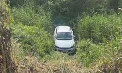 Yokuşta kayan otomobil dereye uçtu