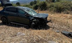 Çan'da otomobil tarlaya uçtu: 2 yaralı