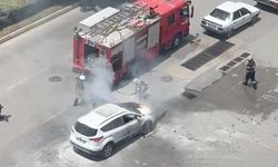 Çorum'da cipte çıkan yangını vatandaşlar ve polis söndürdü