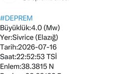 Elazığ'da 4.0 büyüklüğünde deprem