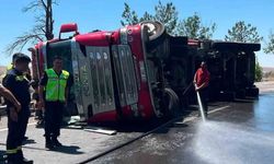 Kırıkkale'de tır devrildi: 1 yaralı