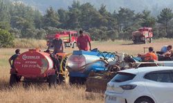 Traktörünü ve su tankerini alan yangına koştu