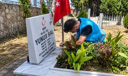 Bursalı gençler şehitliği temizlediler