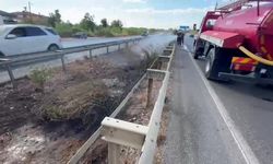 Araçtan atılan izmarit refüjde yangın çıkardı