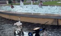 Bolu'da tehlikeli serinlik: Yasağa ve elektrik akımına aldırış etmeden süs havuzunda yüzdüler