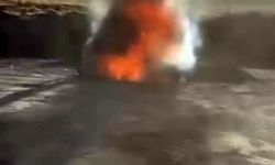 Siirt'te şantiyede iş makinesi yandı