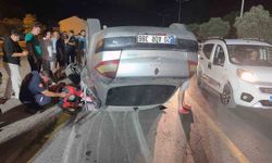 Ters şeride giren araç takla attı