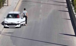 Denetimi görünce yer değiştirdi, dron saniye saniye kaydetti
