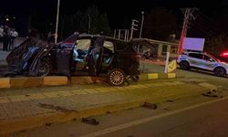 Kontrolden çıkan araç karşı şeride uçtu, sürücü yaralandı