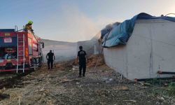 Manyas'ta çiftlikte çıkan saman yangını itfaiye ekiplerince söndürüldü