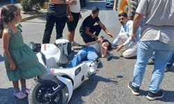 Panik fren yapan motosiklet sürücüsü 3 metre sürüklendi