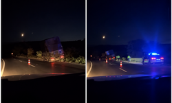 Karacabey'de kontrolden çıkan kamyonet ağaçlara çarptı
