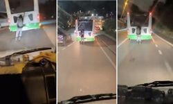 Bursa’da akılalmaz görüntü! Patenle otobüsün arkasına tutunarak yolculuk yaptı
