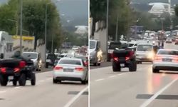 Bursa’da trafikte tehlikeli şov! ATV ile drift ve makas kamerada