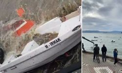 Lodos tekneleri yuttu! Batan tekneler vinçle denizden çıkarılıyor