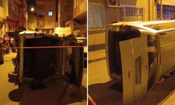Takla atan minibüsün sürücüsü olay yerinden kaçtı! Ekipler peşine düştü