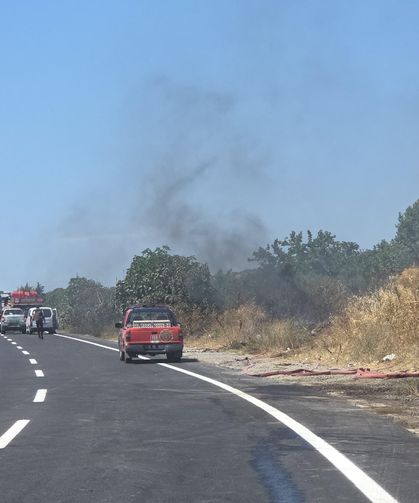 Bursa-Yalova yolunda yangın: Alevler yol boyunca yayıldı