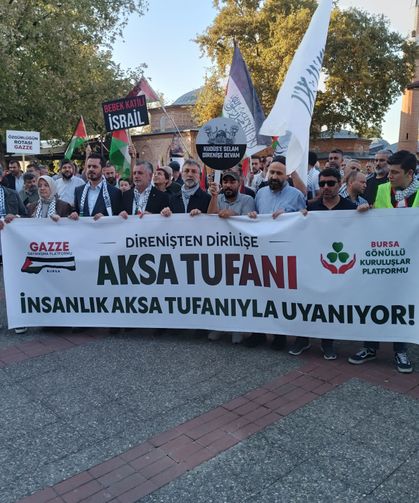 Bursa’da Filistin için tek yürek oldular: “Özgür Filistin” çağrısı