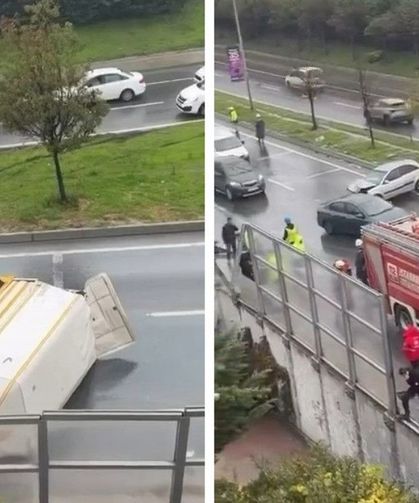 İstanbul'da TIR karşı şeride geçti! Yaralılar var