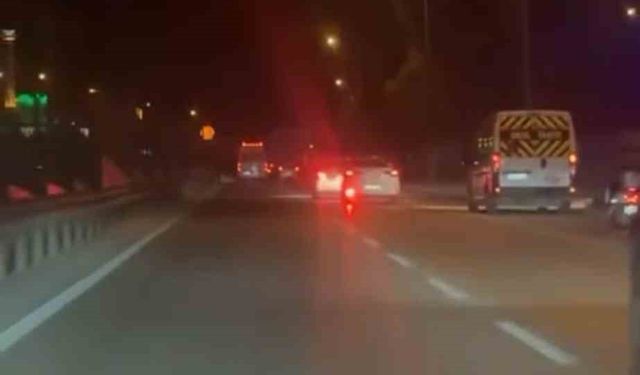 Bursa'da sürücülerin trafikteki inatlaşması, tehlikeli anlara sahne oldu