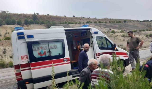 Karşı şeride geçip şarampole uçan otomobili sürücüsü yaralandı