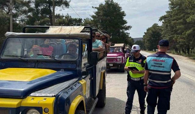 Marmaris’te Jeep Safari araçlarına Jandarma denetimi