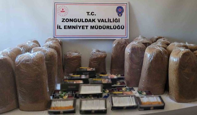 Zonguldak’ta 113 kilo kaçak tütün ve makaron ele geçirildi