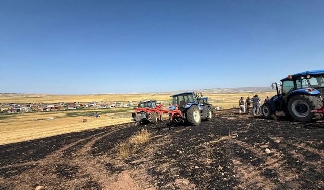 Ayaş’ta 57 dönümlük ekili arazi yandı