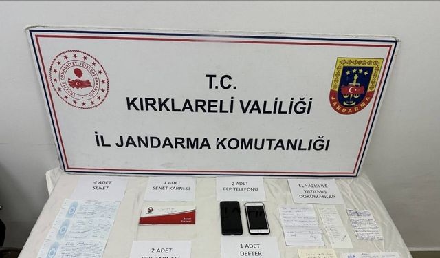 Kırklareli’nde tefecilik operasyonu: 1 gözaltı