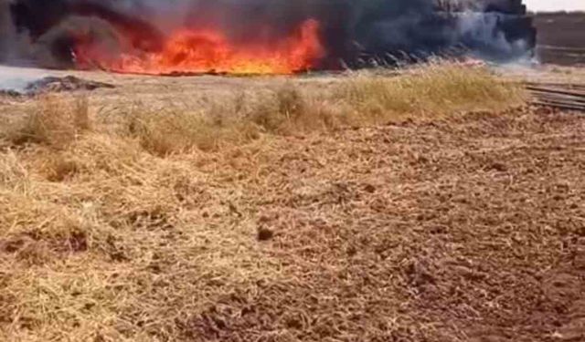 Mardin’de çıkan yangında 25 ton saman ve 300 sulama borusu yandı