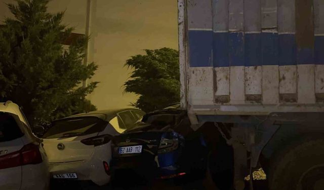 Tunceli’de park halinde freni patlayan kamyon, 5 araca zarar verdi
